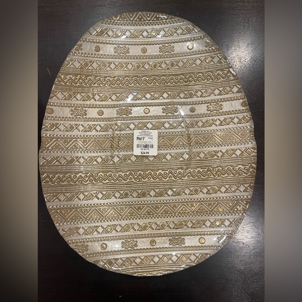 NEW Pier One Imports Made in Turkey Gold Easter egg Luster glass serving bowl